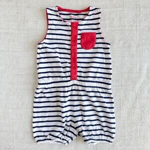 Baby Boden Navy and White Striped Romper VGUC 6-12mo